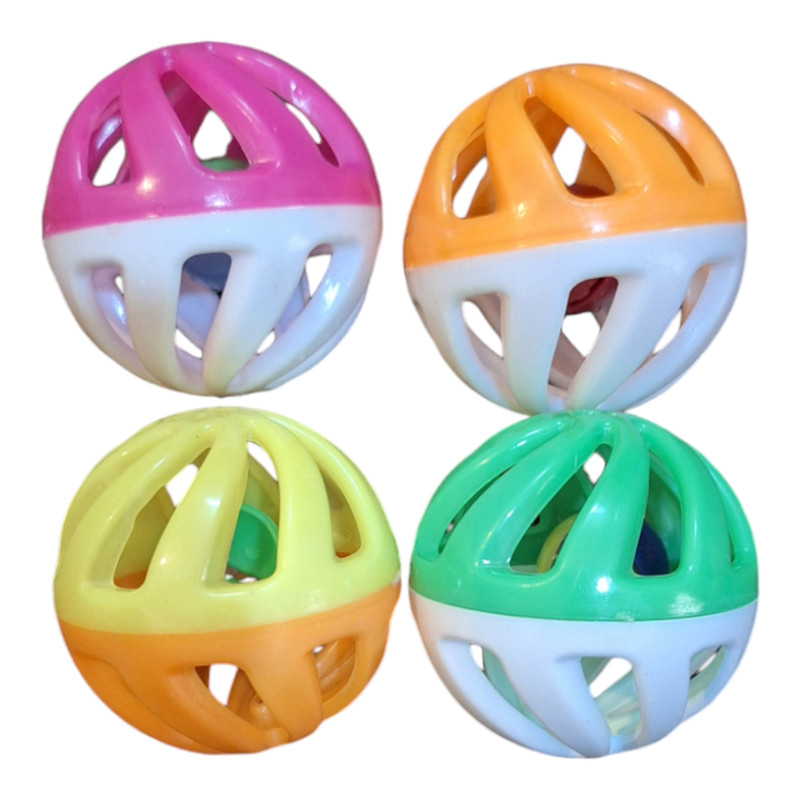 توپ اسباب بازی سگ و گربه مدل جغجغه ای مجموعه چهار عددی