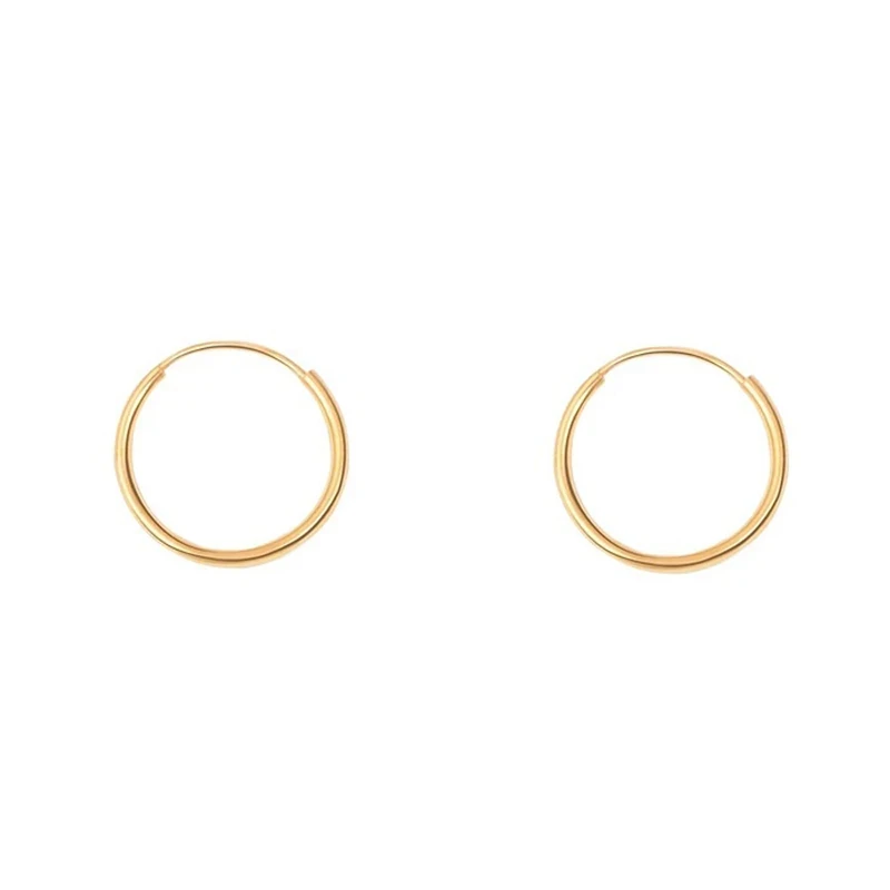 گوشواره طلا 18 عیار زنانه گالری طلای عیاره مدل حلقه ای ساده سایز 2