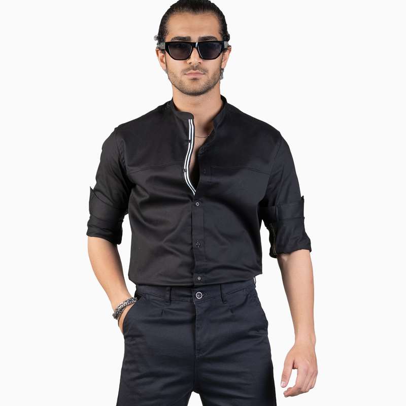 پیراهن آستین کوتاه مردانه ان سی نو مدل هیلان رنگ مشکی