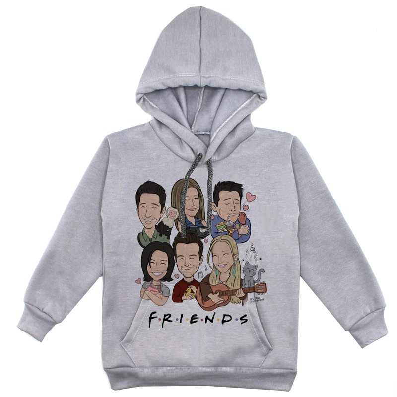 هودی پسرانه مدل دوستان F86 رنگ طوسی