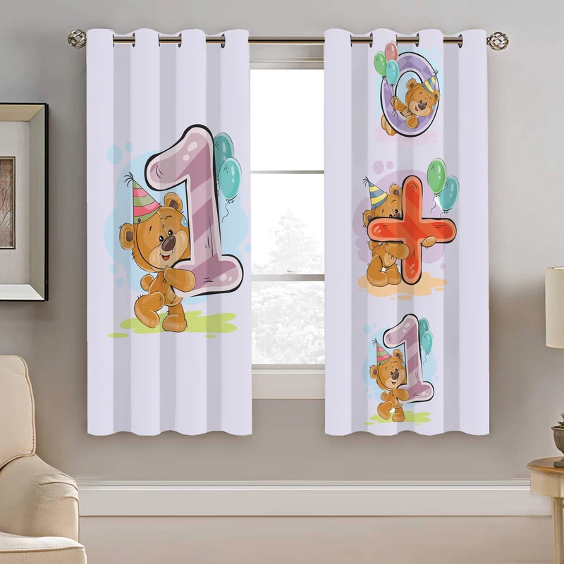 پرده نیروانا طرح خرسی کودک مدل مخمل کد 4345 سایز 140×200 سانتی متر