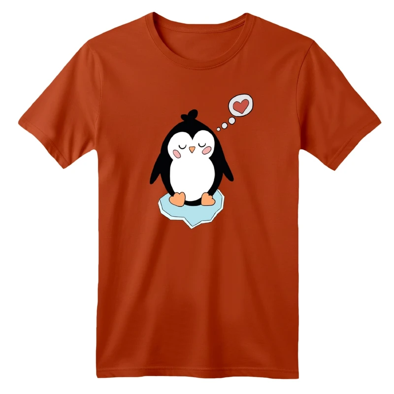 تی شرت آستین کوتاه بچگانه مدل پنگوئن و قلب
