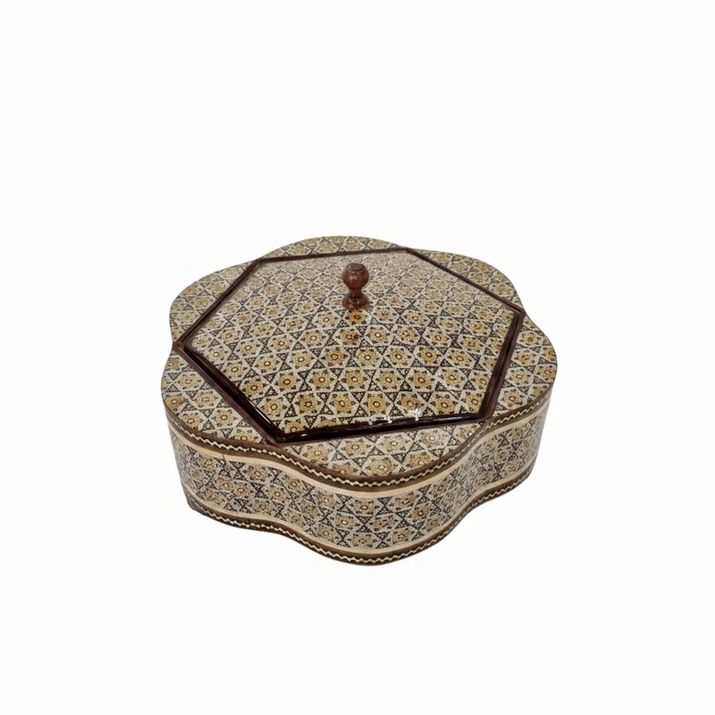 شکلات خوری خاتم کاری چوبی مدل گلی