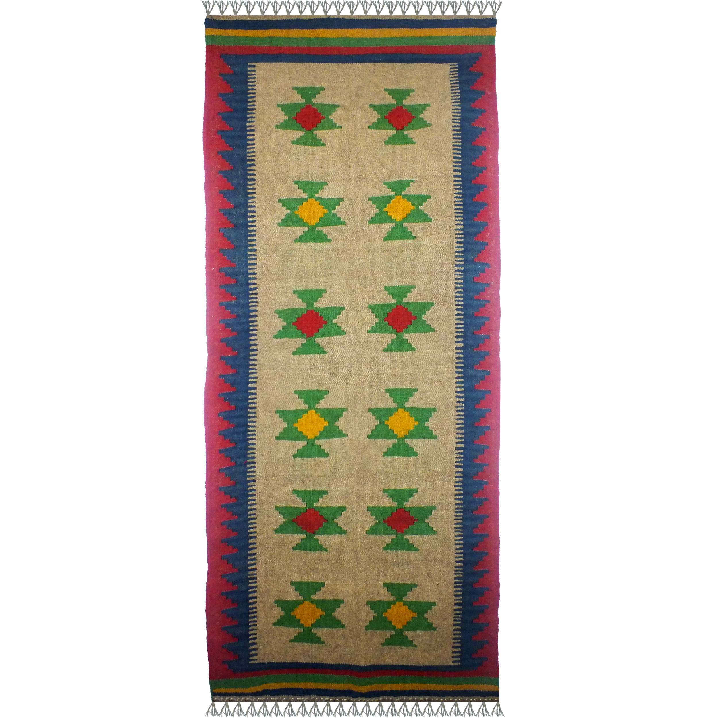 گلیم دستبافت کناره طول دو متر آریا راگز کد ksr 23402