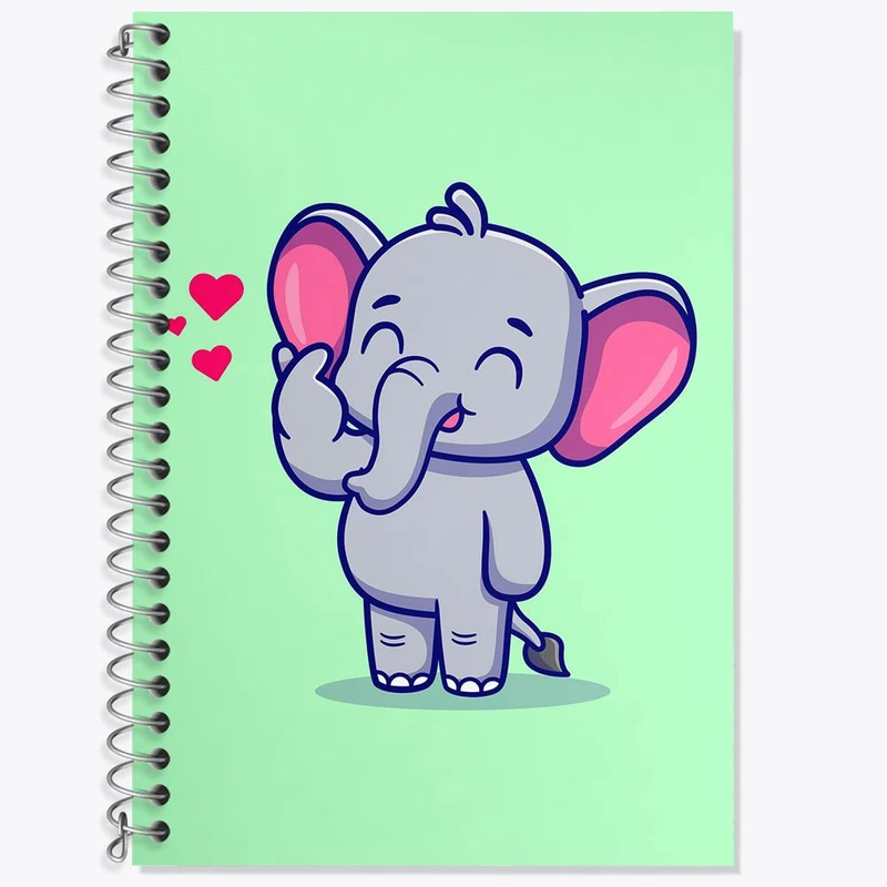 دفتر زبان 50 برگ خندالو مدل دو خط طرح حیوانات بامزه فیل کد 25427