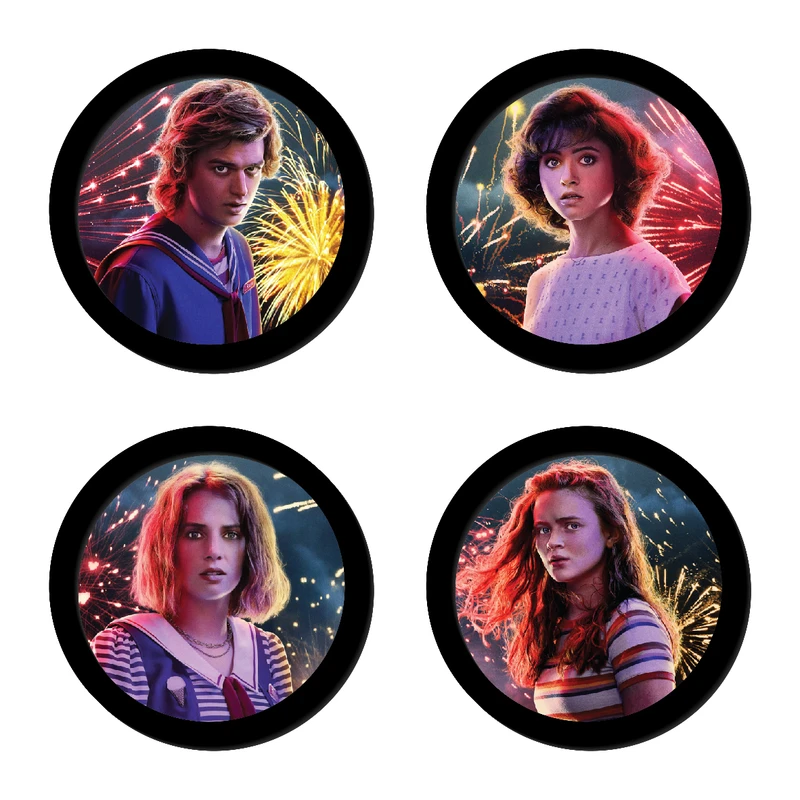 تابلو طرح دایره ای چیزهای عجیب 1 فریم مشکی مجموعه 4 عددی