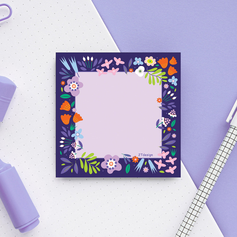 کاغذ یادداشت طوطی دیزاین مدل نوت پد طرح گلی گلی کد NP-21