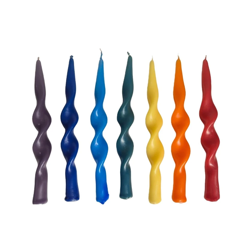 شمع قلمی بدون‌بو مدل مارپیچ زمان اتمام 35 ساعت بسته ۷ عددی