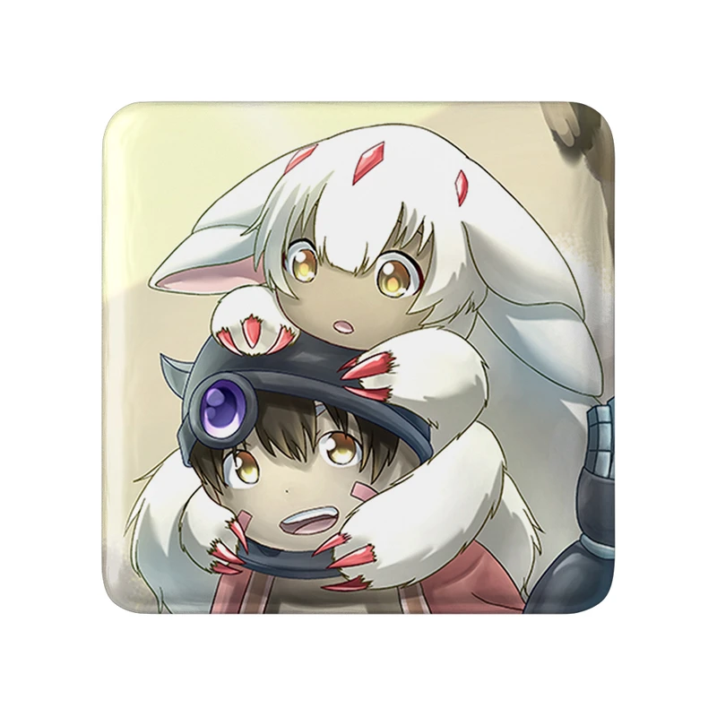 مگنت خندالو طرح فیوپا و ریگ انیمه ساخته شده پرتگاه Made in Abyss  مدل مربعی کد 22076