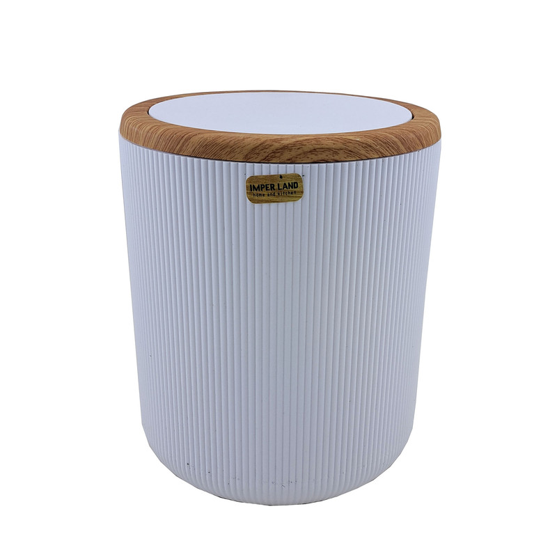 ست سطل زباله و فرچه امپرلند مدل کاریزما طرح چوب