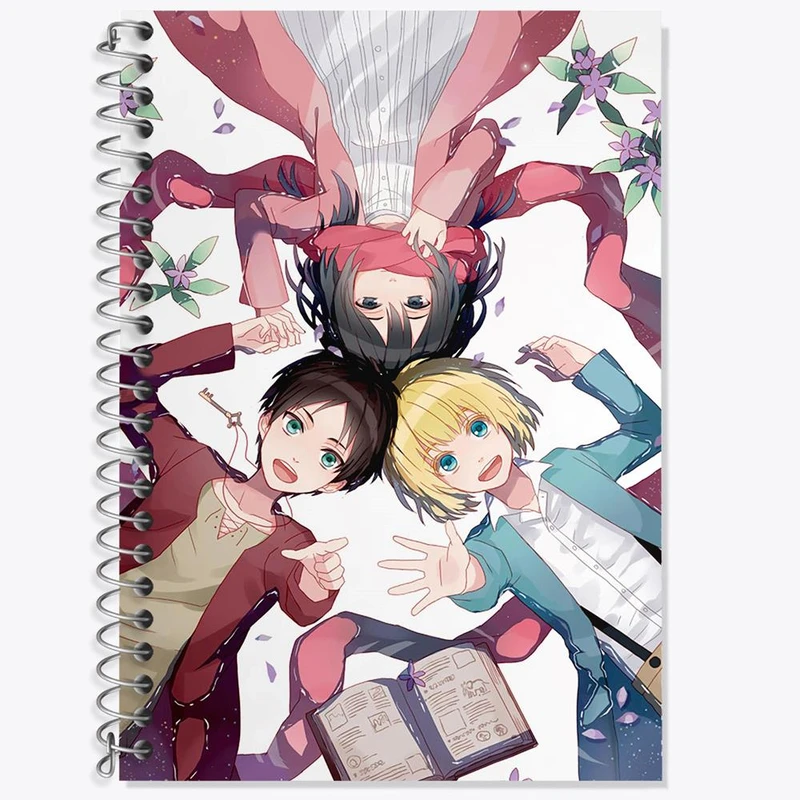 دفتر زبان 50 برگ خندالو مدل سه خط طرح میکاسا و ارن و ارمین انیمه اتک آن تایتان Attack on Titan کد 18562