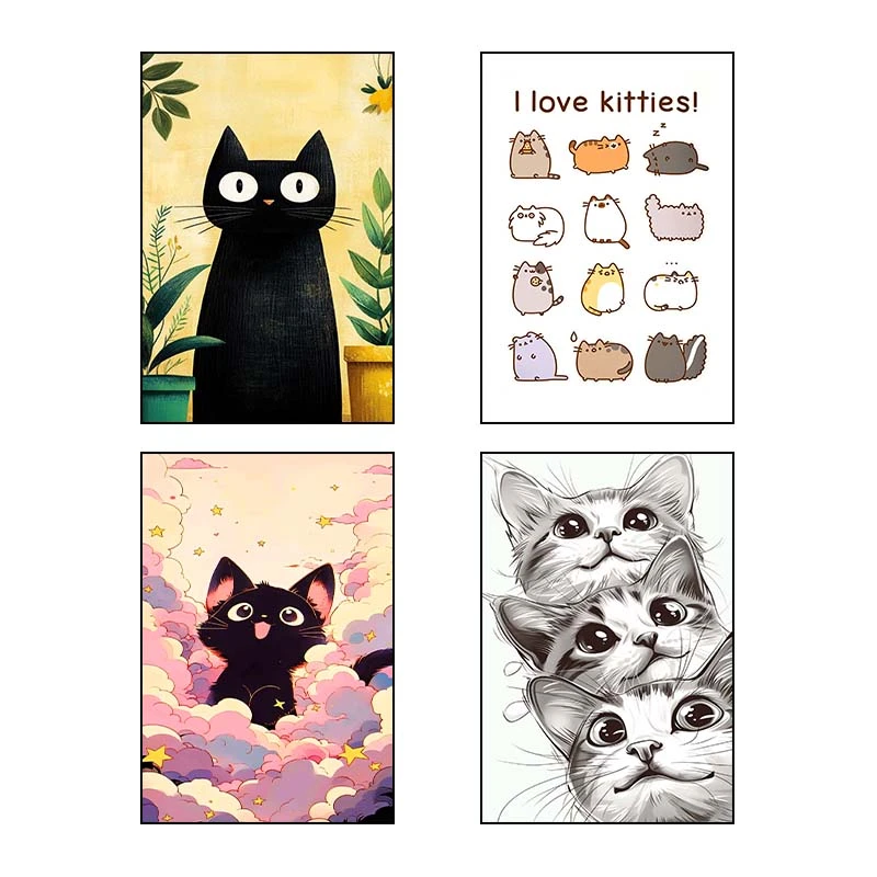 تابلو شاسي کارنيکا طرح گربه Cat کد 49433 مجموعه 4 عددی