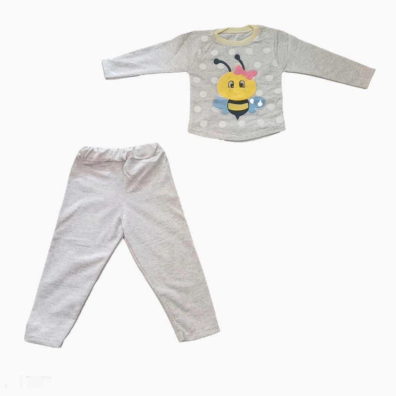 ست تی‌شرت آستین بلند و شلوار راحتی دخترانه مدل زنبور کد 786