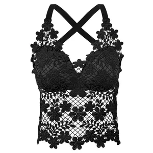 کراپ تاپ زنانه ماییلدا مدل گل گلی گیپوری کد 5474-1837