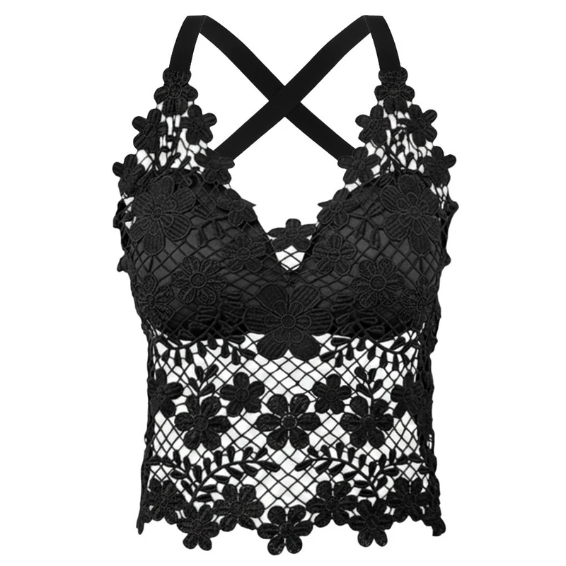 کراپ تاپ زنانه ماییلدا مدل گل گلی گیپوری کد 5474-1837