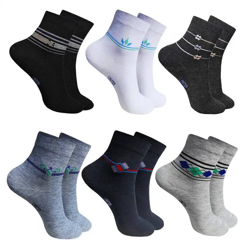 جوراب ساق کوتاه مردانه لنتر کد RT-06 مجموعه 6 عددی