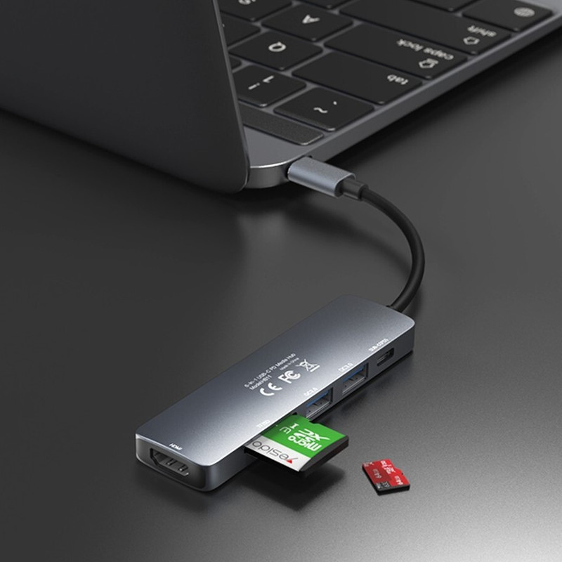 هاب 6 پورت usb-c یسیدو مدل HB11 3