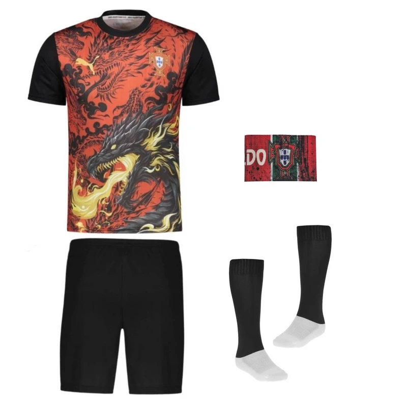 ست 4 تکه لباس ورزشی پسرانه مدل دراگون پرتغال طرح رونالدو کد 2026