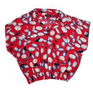 بلوز آستین کوتاه یقه برگردان زنانه مدل MANIRO