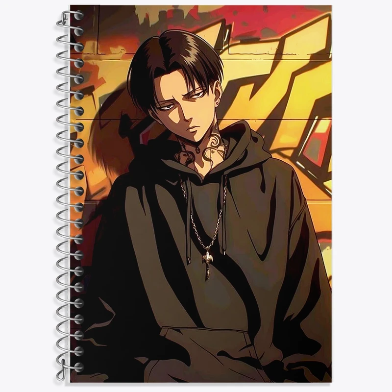 دفتر زبان 50 برگ خندالو مدل سه خط طرح لیوای آکرمن انیمه اتک آن تایتان کد F1821