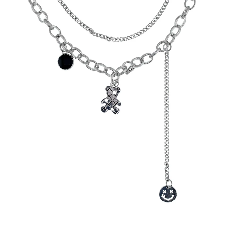 گردنبند زنانه برانت مدل دولاین خرس و آویز ایموجی