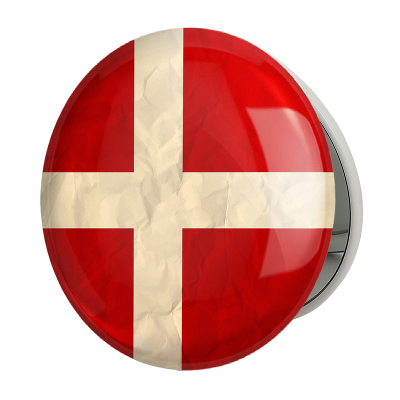 آینه جیبی خندالو طرح پرچم دانمارک مدل تاشو کد 20658 