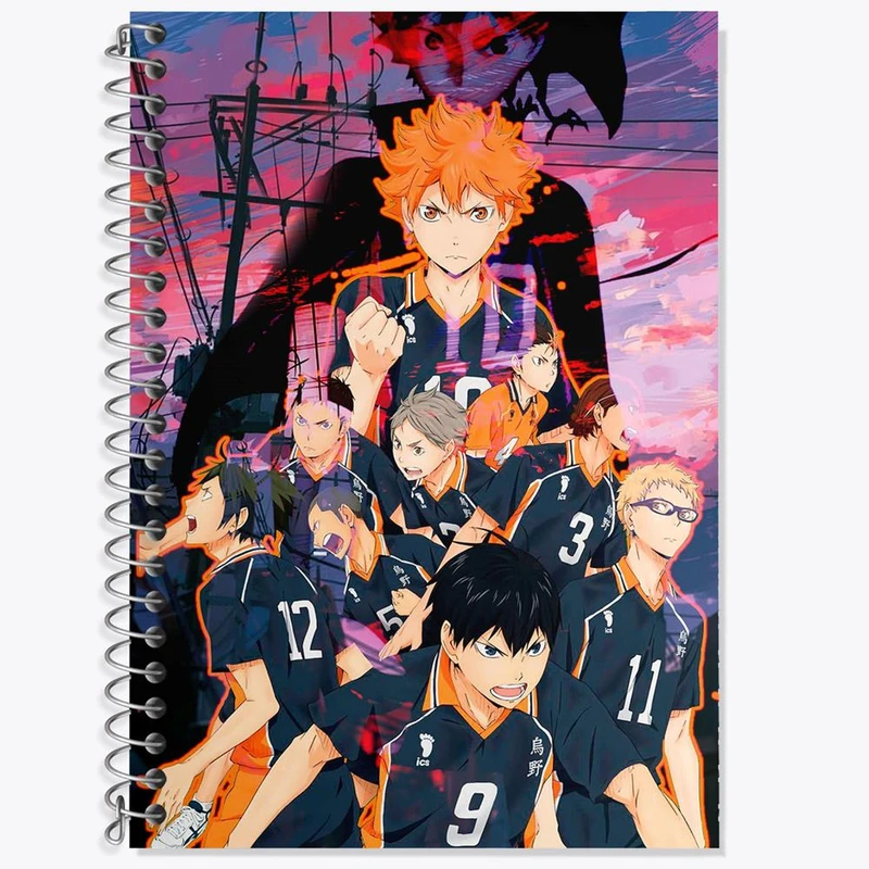 دفتر زبان 50 برگ خندالو مدل دو خط طرح تیم کاراسونو انیمه هایکیو Haikyu کد 17793