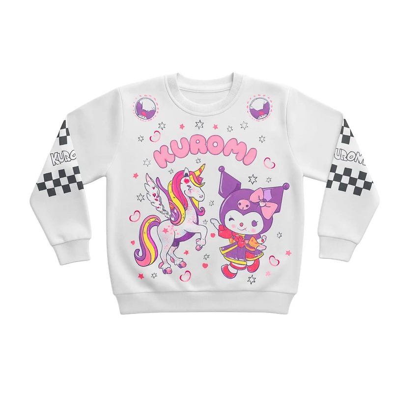 بلوز آستین بلند یقه گرد دخترانه مدل کرومی