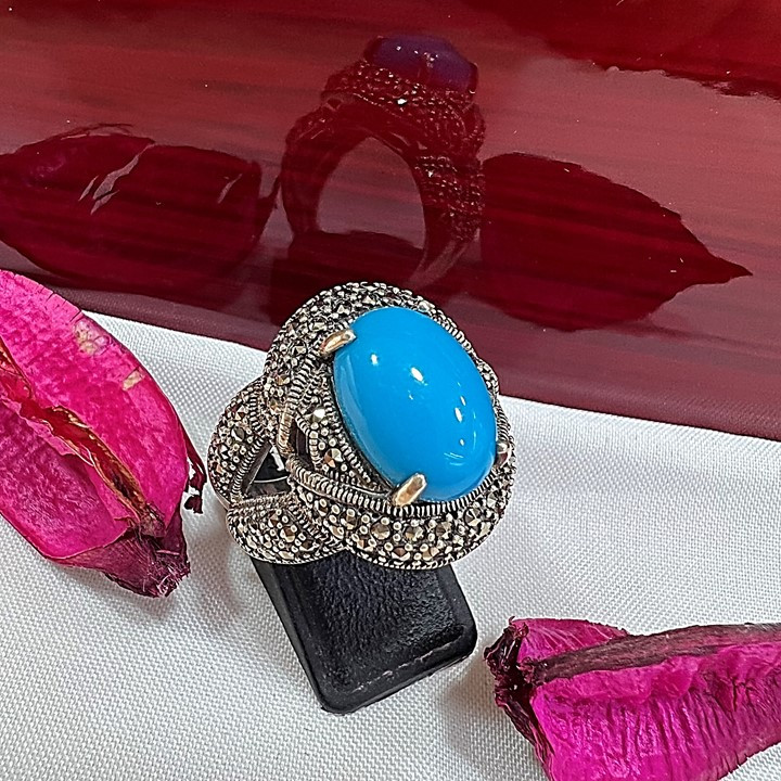 انگشتر نقره زنانه مدل سیاه قلم کد glsr-115