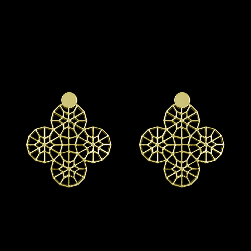 گوشواره طلا 18 عیار زنانه مدوپد مدل هندسی کد GA1-10346