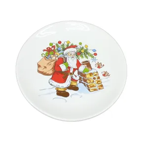 بشقاب مدل سرامیکی طرح بابانوئل و کوله پشتی هدیه کد 01