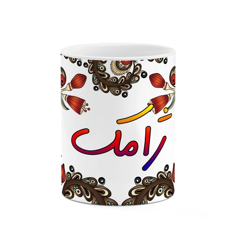 ماگ کاکتی مدل اسم ژامک طرح سنتی گل و بته کد mgh45447