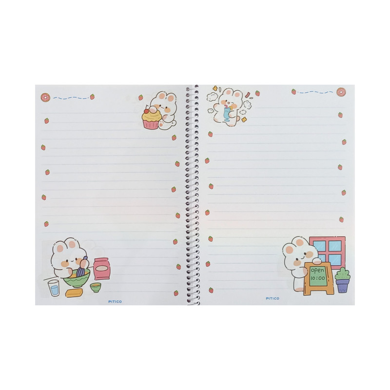 دفتر مشق 60 برگ پیتیکو مدل حاشیه دار طرح خرگوش تپل