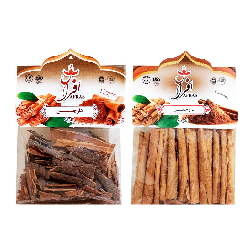 چوب دارچین لوله ای و شکسته افراس - 50 گرم بسته 2 عددی