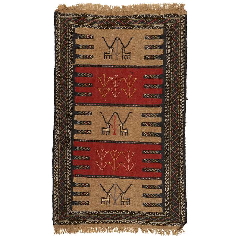 گلیم دستبافت دو متری طرح سفره کردی کد 140892