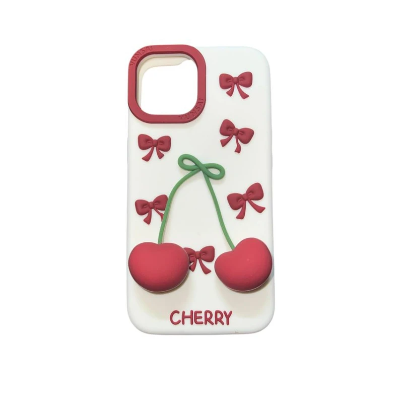 کاورمدل سیلیکونی طرح پاپیون و گیلاس  برجسته کد Cherry670 مناسب برای گوشی موبایل اپل Iphone 15 promax