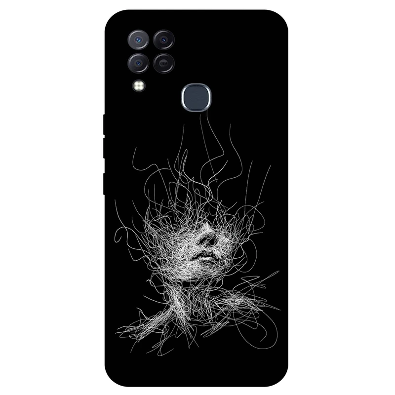 کاور مگافون طرح اسکچ صورت مدل 7423 مناسب برای گوشی موبایل اینفینیکس Hot 10T / Hot 10s / Hot 10s NFC 