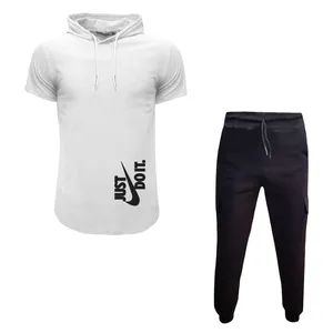 ست تی شرت کلاهدار و شلوار مردانه مدل JUST W کد 4621