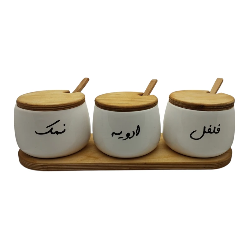 بانکه مدل نمک و فلفل و ادویه کد 150 مجموعه 3 عددی به همراه استند