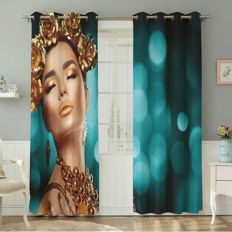 پرده نیروانا طرح  چهره مدل مخمل کد 8016سایز 140×280 سانتی متر