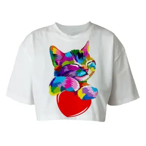 کراپ تاپ آستین کوتاه زنانه مدل پیشی کد P83 رنگ سفید