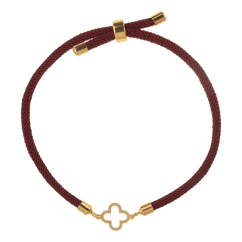 دستبند طلا 18 عیار زنانه با بند بافت آی گلد مدل گل ونکیلیف 01