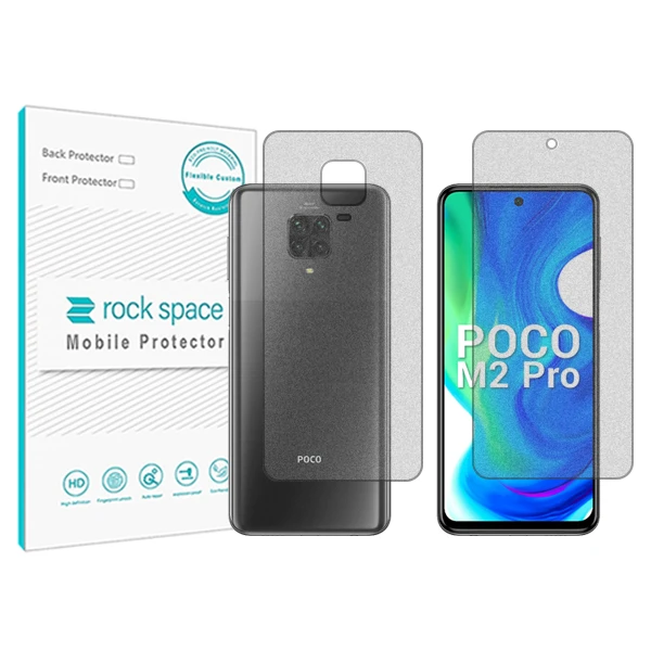 محافظ صفحه نمایش مات راک اسپیس مدل HyMTT مناسب برای گوشی موبایل شیائومی   Poco M2 Pro به همراه محافظ پشت گوشی