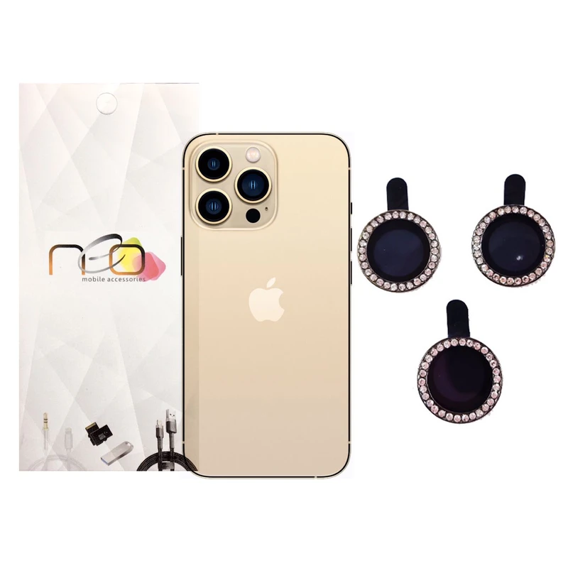 محافظ لنز دوربین نئو مدل رینگی نگین دار مناسب برای گوشی موبایل اپل Iphone 13 pro/13 promax