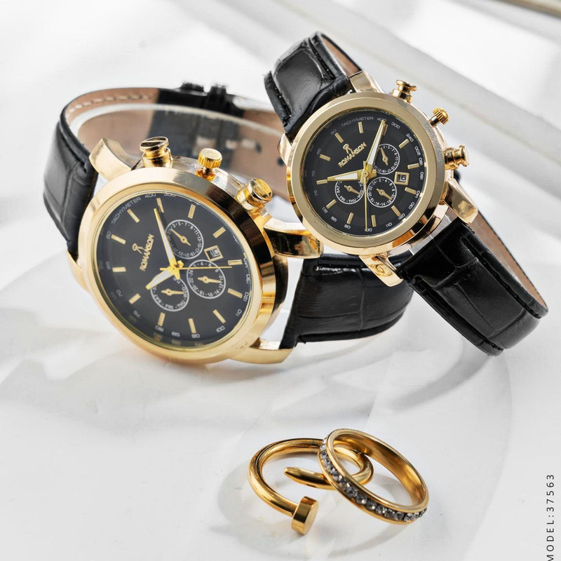 ست ساعت مچی عقربه ای زنانه و مردانه مدل تقویم دار 04