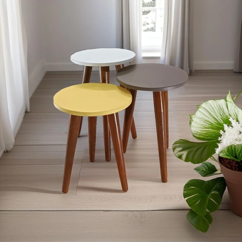 میز عسلی مدل لاین 323 کد 67 مجموعه سه عددی