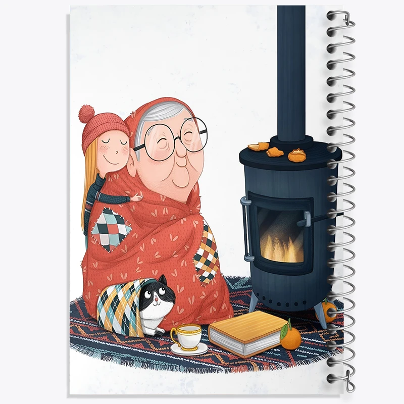 دفتر ژورنال نویسی 50 برگ خندالو مدل نقطه ای طرح مادر بزرگ کد F7416