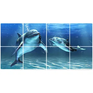 تایل سقفی آسمان مجازی طرح دلفین ها کد ST 3045-8 سایز 60x60 سانتی متر مجموعه 8عددی