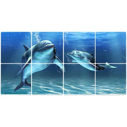 تایل سقفی آسمان مجازی طرح دلفین ها کد ST 3045-8 سایز 60x60 سانتی متر مجموعه 8عددی
