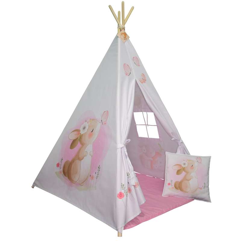 چادر بازی کودک مدل سرخپوستی طرح خرگوش کد PT511 به همراه کوسن